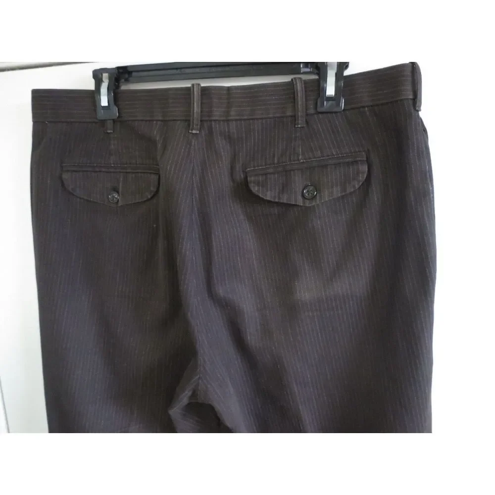 BANANA REPUBLIC Brown Pinstripe Straight Fit 35/32 Cotton Blend Pants Slacks Men